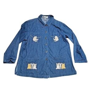 Passion Vintage Button Up Cat Shirt